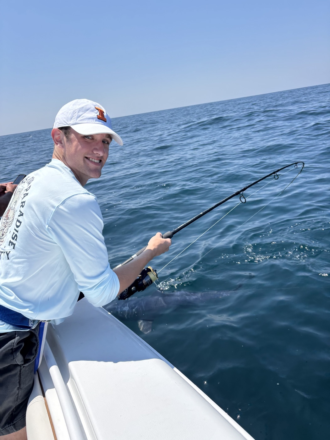 Angler fighting a tuna